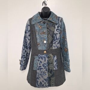 Venus Brocade Tapestry Patchwork Mixed Media Long Coat Jacket sz 6 647082